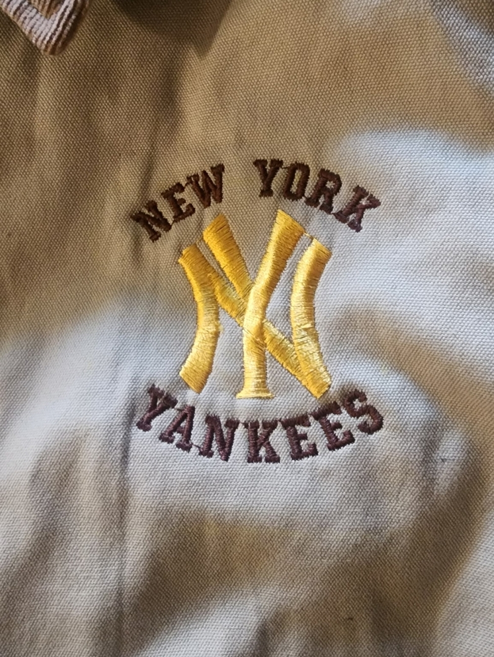 Carhartt Khaki Jacket with Brown Corduroy Collar and NY Yankees Logo BRAND NEW - Picture 3 of 6